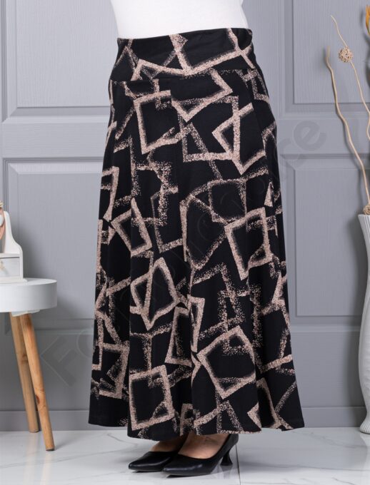 Plus size κλος φούστα με γεωμετρικά σχήματα-κωδ 26369-1