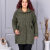 Plus size μπουκλέ παλτό-χακί-κωδ 9822-1