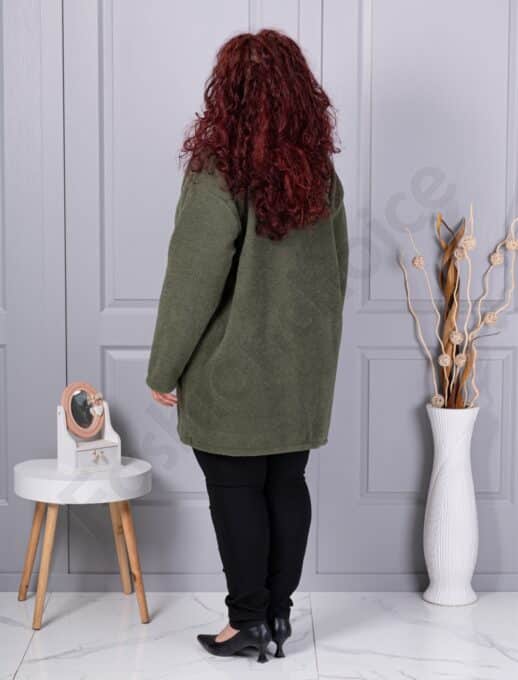 Plus size μπουκλέ παλτό-χακί-κωδ 9822-1