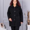 Plus size μπουκλέ παλτό-μαύρο-κωδ 9822