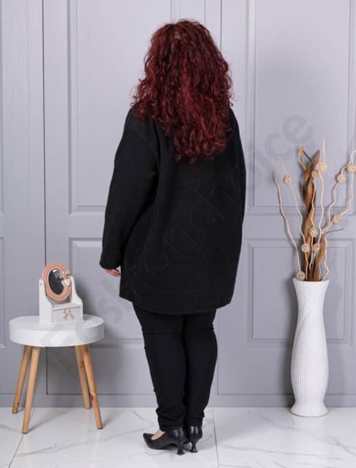 Plus size μπουκλέ παλτό-μαύρο-κωδ 9822