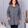 Plus size μπουκλέ παλτό-γκρι-κωδ 9822-2