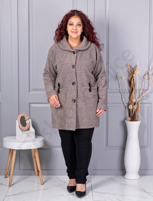 Plus size μπουκλέ παλτό-μόκα-κωδ 9822-3