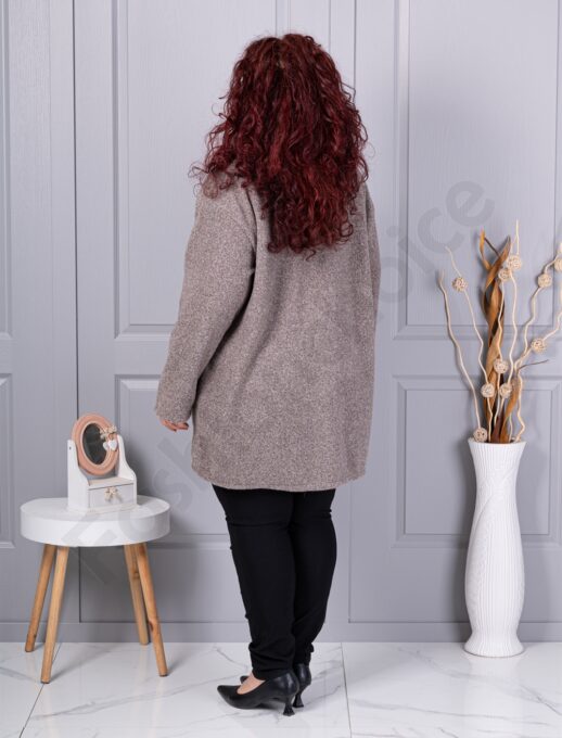 Plus size μπουκλέ παλτό-μόκα-κωδ 9822-3