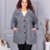 Plus size μπουκλέ παλτό-γκρι μελάνζ-κωδ 3112-1