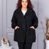 Plus size μπουκλέ παλτό-μαύρο-κωδ 3112