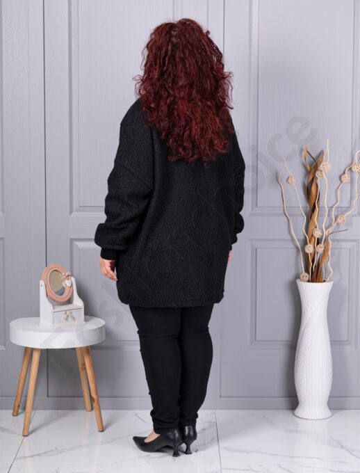Plus size μπουκλέ παλτό-μαύρο-κωδ 3112