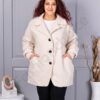 Plus size μπουκλέ παλτό-εκρού-κωδ 3112-3
