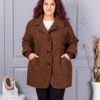 Plus size μπουκλέ παλτό-καφέ-κωδ 3112-2