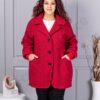 Plus size μπουκλέ παλτό-κόκκινο-κωδ 3112-4