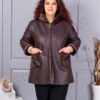 Plus size σουέτ παλτό-καφέ-κωδ 9602-1