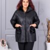 Plus size σουέτ παλτό-μαύρο-κωδ 9602