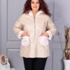 Plus size σουέτ παλτό-εκρού-κωδ 9602-3