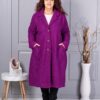 Plus size μπουκλέ παλτό μακρύ-ματζέντα-κωδ 6247-5