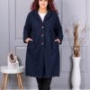 Plus size μπουκλέ παλτό μακρύ-σκούρο μπλε-κωδ 6247-6