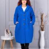Plus size μπουκλέ παλτό μακρύ-μπλε ρουά-κωδ 6247-7
