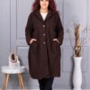 Plus size μπουκλέ παλτό μακρύ-καφέ-κωδ 6247-8