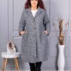 Plus size μπουκλέ παλτό μακρύ-γκρι μελάνζ-κωδ 6247-2