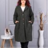 Plus size μπουκλέ παλτό μακρύ-χακί-κωδ 6247-4