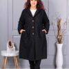 Plus size μπουκλέ παλτό μακρύ-μαύρο-κωδ 6247