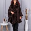 Plus size κάπα με οικολογική γούνα-καφέ-κωδ 293-1