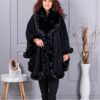 Plus size κάπα με οικολογική γούνα-μαύρο-κωδ 293