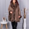 Plus size κάπα με οικολογική γούνα-μόκα-κωδ 293-2