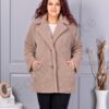 Plus size παλτό Teddy Bear-μπεζ-κωδ 230159-1