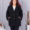 Plus size παλτό Teddy Bear-μαύρο-κωδ 230159