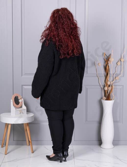 Plus size παλτό Teddy Bear-μαύρο-κωδ 230159