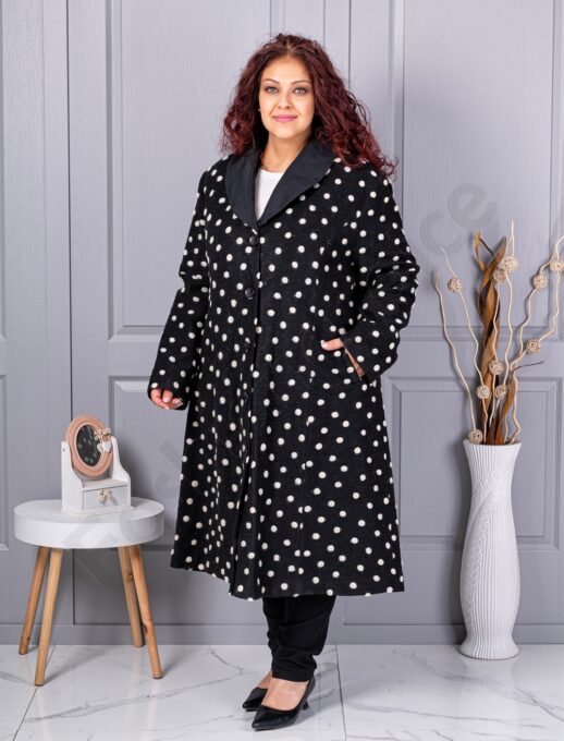 Plus size μάλλινο παλτό με πουά-κωδ 10541