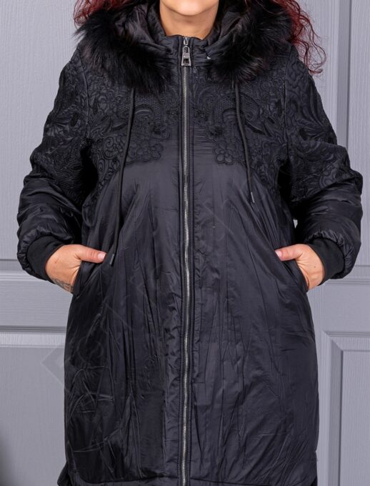 Plus size μακρύ μπουφάν με κέντημα-63036