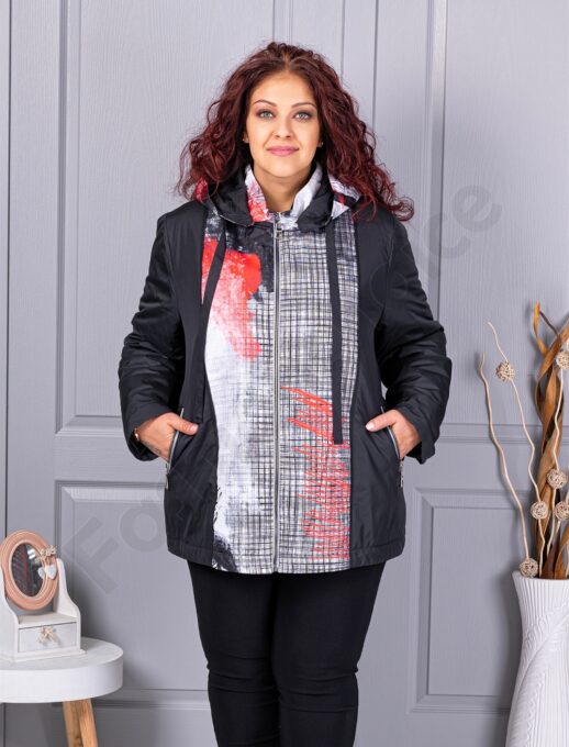 Plus size ελαφρύ μπουφάν με τύπωμα-63193