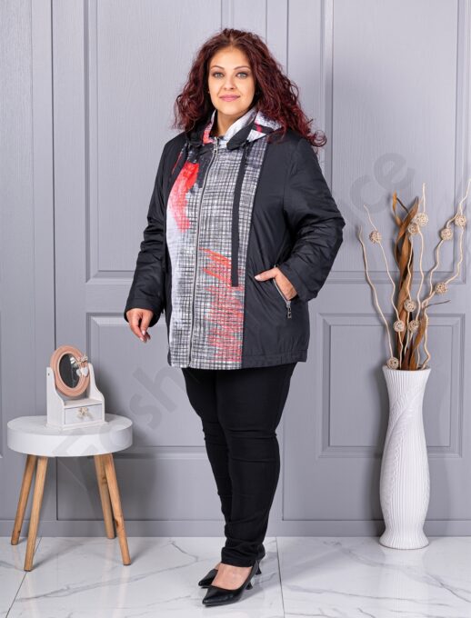 Plus size ελαφρύ μπουφάν με τύπωμα-63193