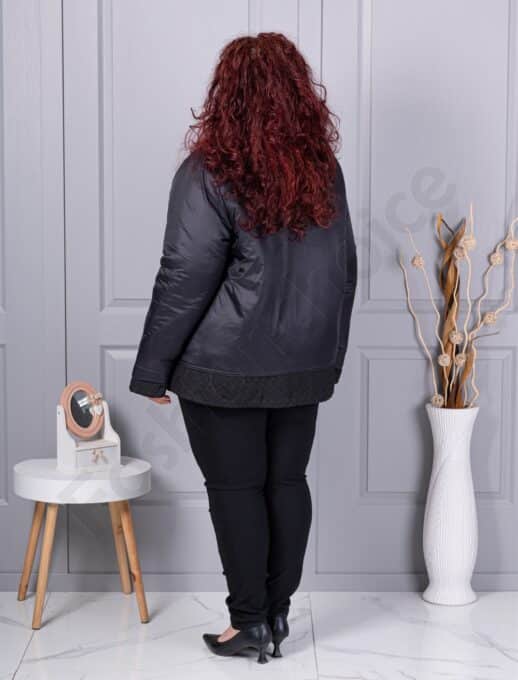 Plus size μπουφάν με κουμπιά-συνδυασμοί υφασμάτων-κωδ 63274