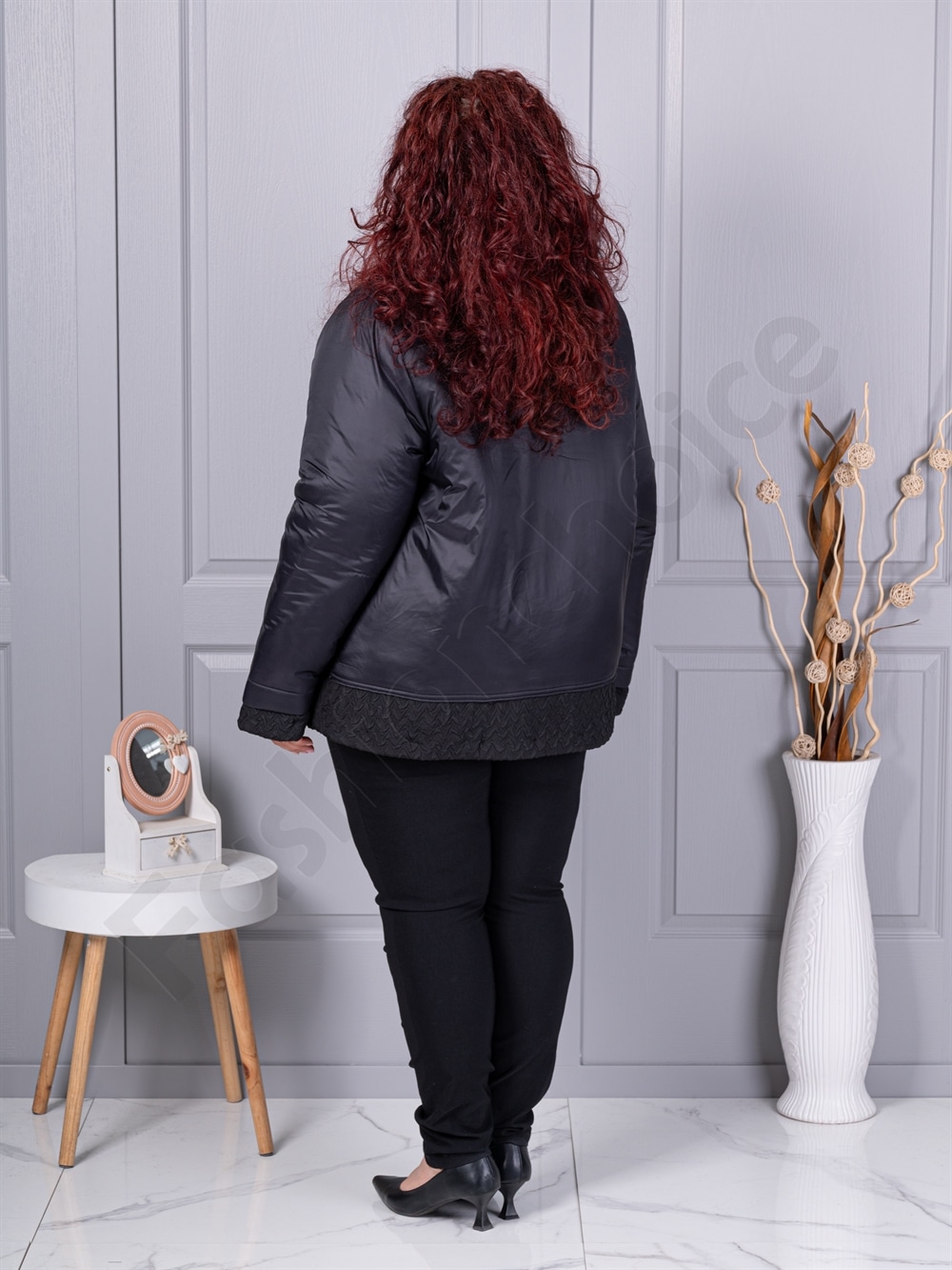 Plus size μπουφάν με κουμπιά-συνδυασμοί υφασμάτων-κωδ 63274