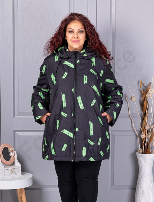 Plus size μπουφάν με μοτίβα-63188