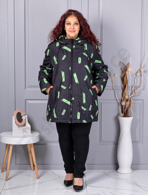 Plus size μπουφάν με μοτίβα-63188