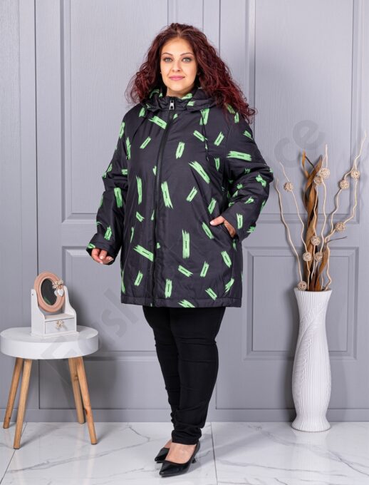 Plus size μπουφάν με μοτίβα-63188