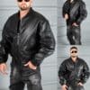 Ανδρικό δερμάτινο μπουφάν bomber-μαύρο-κωδ 8975