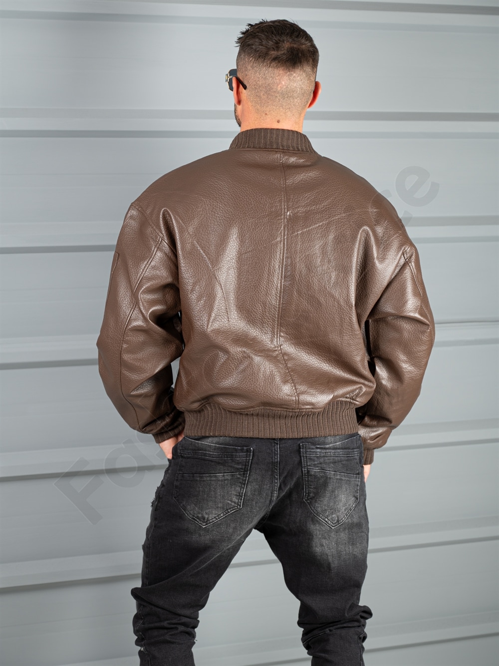 Ανδρικό δερμάτινο μπουφάν bomber-καφέ-κωδ 8975-1