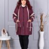 Plus size μπουφάν με διακοσμητικές ρίγες-βουργουνδί-63163-2