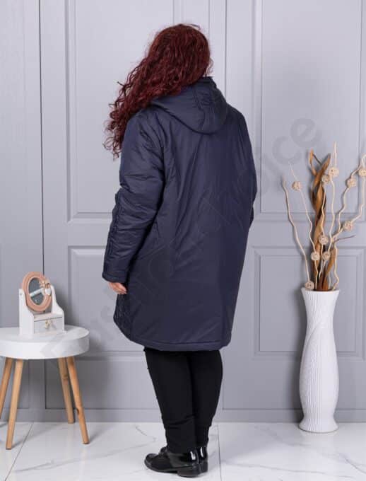 Plus size μπουφάν με μοτίβο και παγιέτες-σκούρο μπλε-κωδ 71399-1