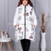 Plus size μακρύ χειμερινό μπουφάν με σχέδιο-λευκό-71303-1
