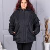 Plus size χειμερινό μπουφάν με κουκούλα-μαύρο-63280