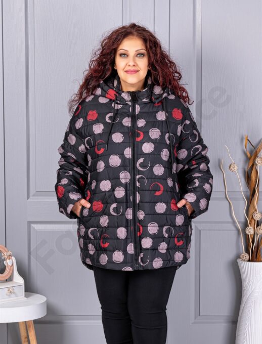 Plus size μπουφάν με πουά-κωδ 63297