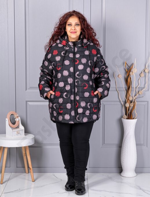 Plus size μπουφάν με πουά-κωδ 63297
