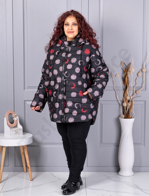 Plus size μπουφάν με πουά-κωδ 63297
