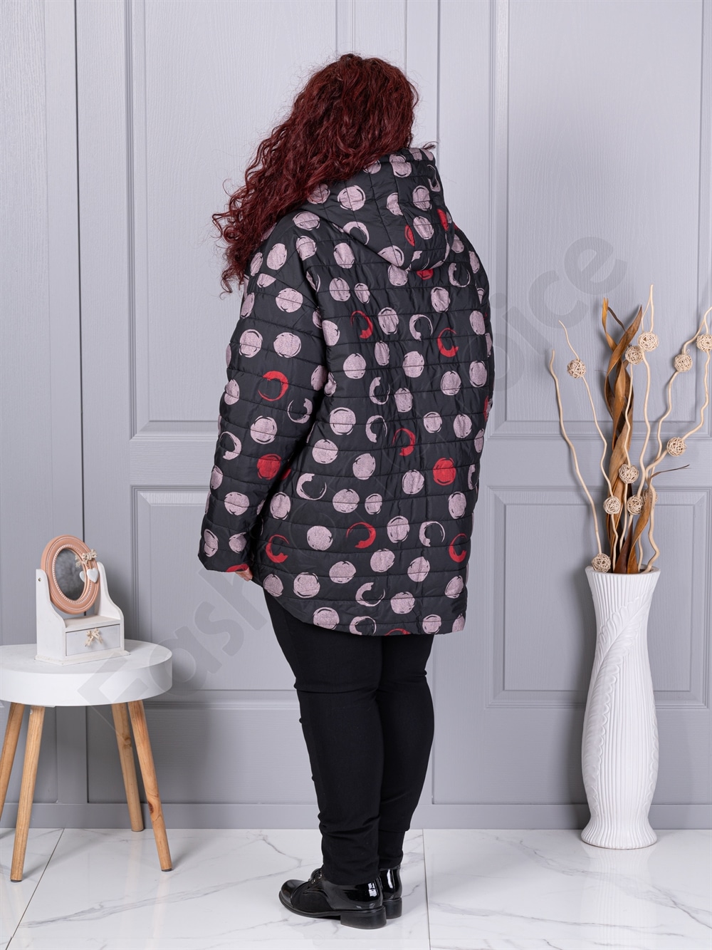 Plus size μπουφάν με πουά-κωδ 63297