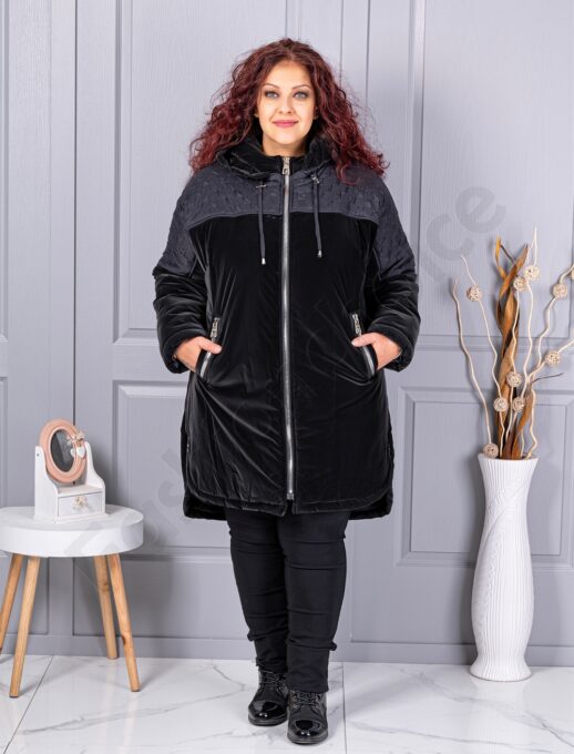 Plus size μπουφάν με ανάγλυφο σχέδιο-71404